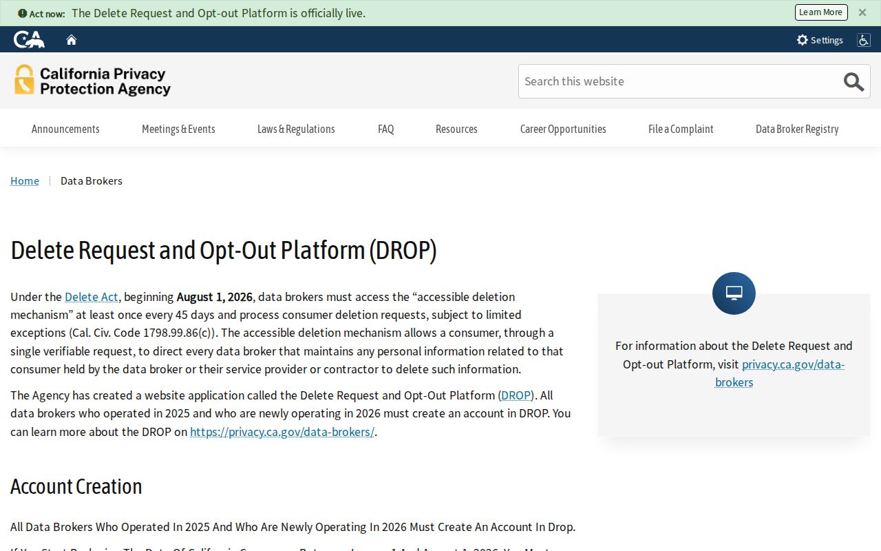 Hanford neighbors California data broker registry