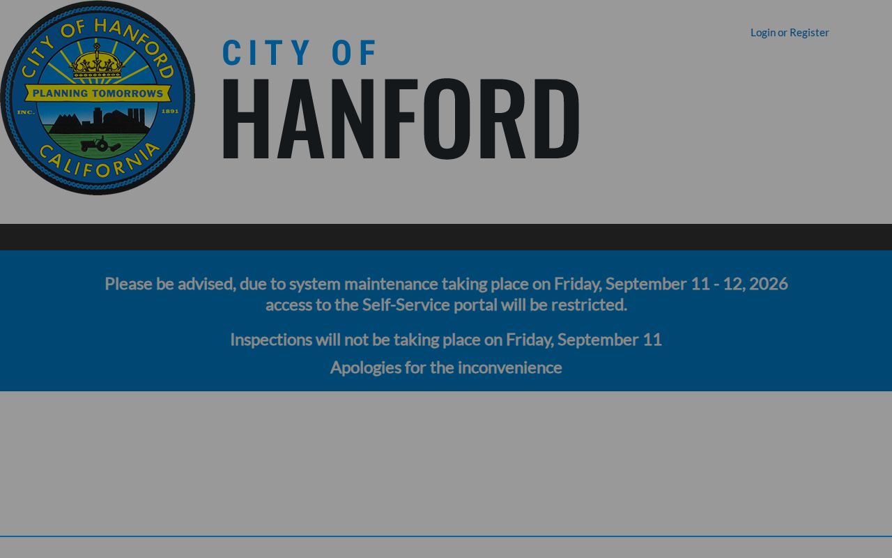 Hanford street directory view of the city permit and license portal